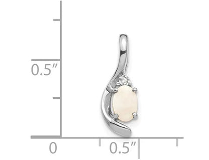 Natural Opal Pendant Necklace 1/3 Carat (ctw) in 14K White Gold with Chain