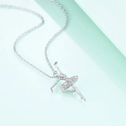 Elegant Fashion Creative Girl Necklace Ballet Sister Necklace Gift Suitable for Female Personality Creative Rainbow Dancer Dance Friendship Pendant Necklace Jewelry Suitable for Sister Friend Birthday Party Jewelry Anniversary Gift