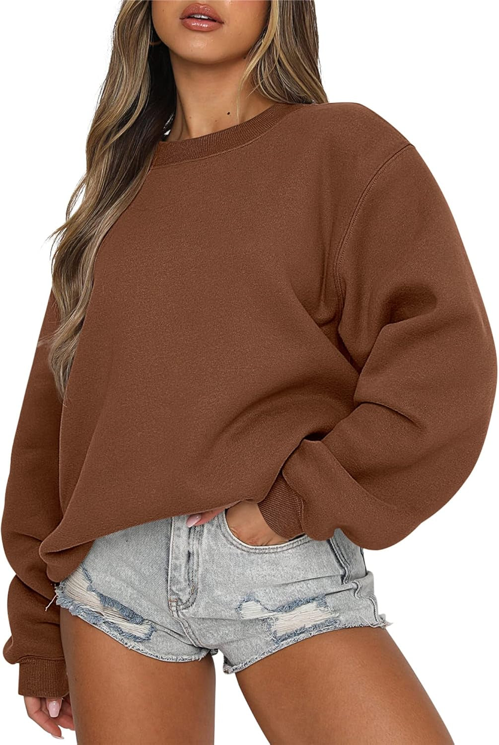 Women'S Sweatshirts Hoodies Crewneck Oversized Fleece Pullover Sweaters Cute Top Y2K Teen Girls Preppy Clothes 2024