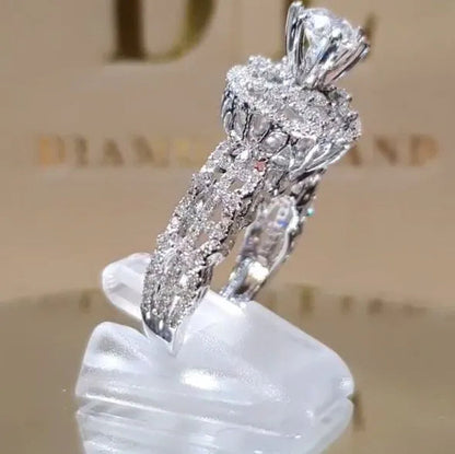 Classic Luxury Temperament Woman Fashion Jewelry Exquisite  Birth Stone Romantic Bride Wedding Jewelry Noble Princess Proposal Engagement Ring Size US4-11 Christmas Gift