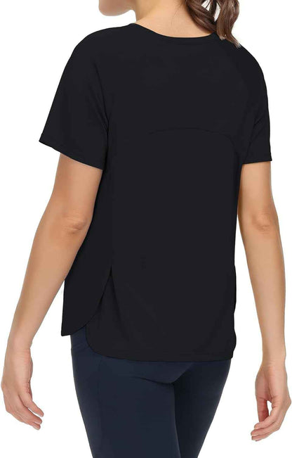 Women'S Short Sleeve Workout Shirts Breathable Yoga T-Shirts with Side Slits Athletic Tee Tops