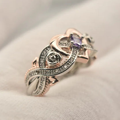 New Rose Princess Square Ring European and American Love Shape Ring Bride Wedding Marriage Ring Size 5-11