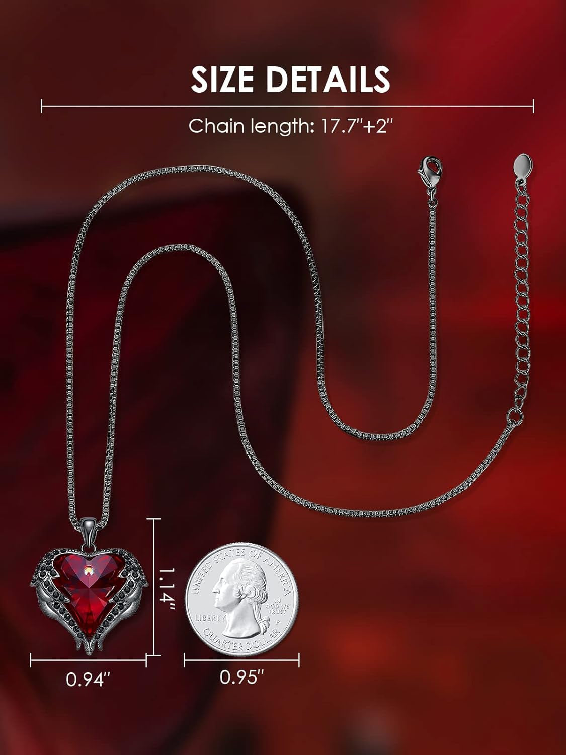 Angel Wings Necklaces for Women, Love Heart Silver Tone/Gold Tone Pendant with Birthstone, Wedding Anniversary，Christmas, Valentine'S/Mother'S Day or Birthday Jewelry Gifts for Mom Wife Girlfriend Her