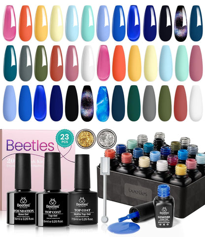 Nail Set 20 Colors Healing Elixir Collection Manicure Kit Pink Neutral Purple Blue Green Gel Nail Kit with 3Pcs Base Matte and Glossy Top Coat Soak off Uv for Women 2024 Ideal Gift