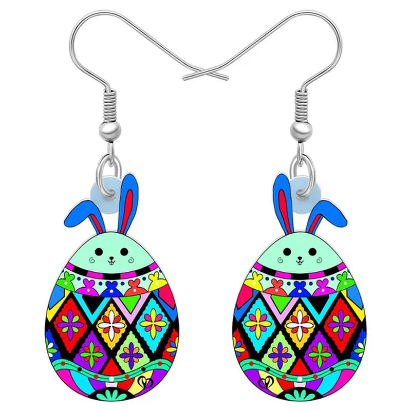 Acrylic Easter Eggs Bunny Hare Rabbit Earrings Drop Dangle Egge Jewelry For Women Girls Kids Charms Festival Gift Accessories