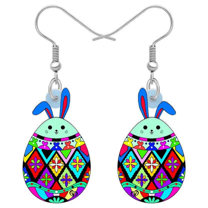 Acrylic Easter Eggs Bunny Hare Rabbit Earrings Drop Dangle Egge Jewelry For Women Girls Kids Charms Festival Gift Accessories