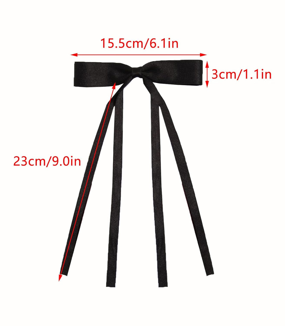 4Pcs Hair Clips for Women Tassel Ribbon Bowknot with Long Tail, Clip Girl, Solid Accessories Barrettes Claw Bow (Black&Beige)