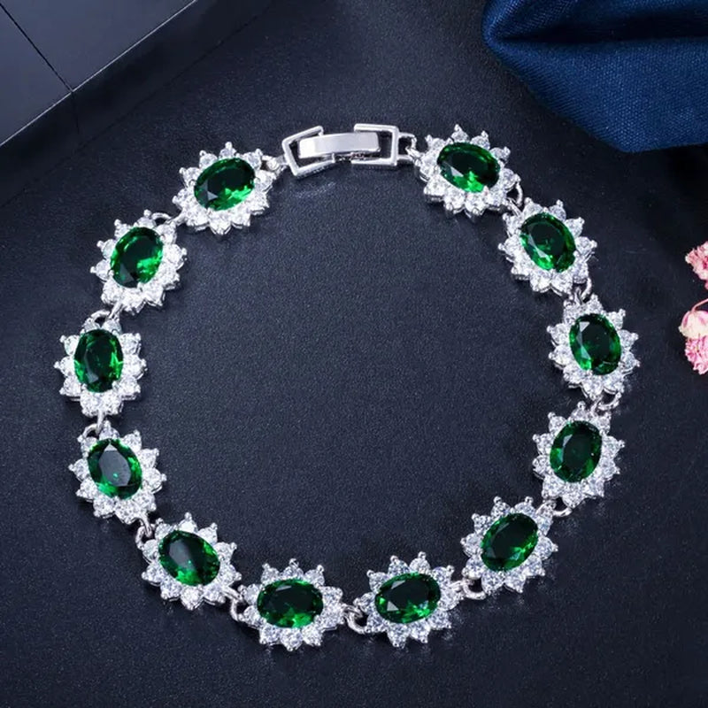 CANDICE 2023 New Fashion Women Silver Jewelry With Multicolor Crystal and CZ Bracelets Bangles 18cm