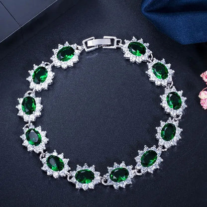 CANDICE 2023 New Fashion Women Silver Jewelry With Multicolor Crystal and CZ Bracelets Bangles 18cm