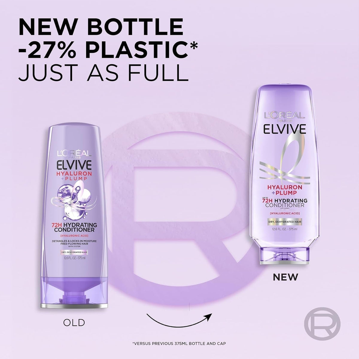 Elvive Hyaluron Plump Hydrating Conditioner for Dehydrated, Dry Hair Infused with Hyaluronic Acid Care Complex, Paraben-Free, 12.6 Fl Oz