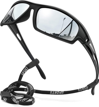 Polarized Sports Sunglasses for Men 100% UV Protection Wrap Around Unbreakable Sun Glasses for Fishing Driving