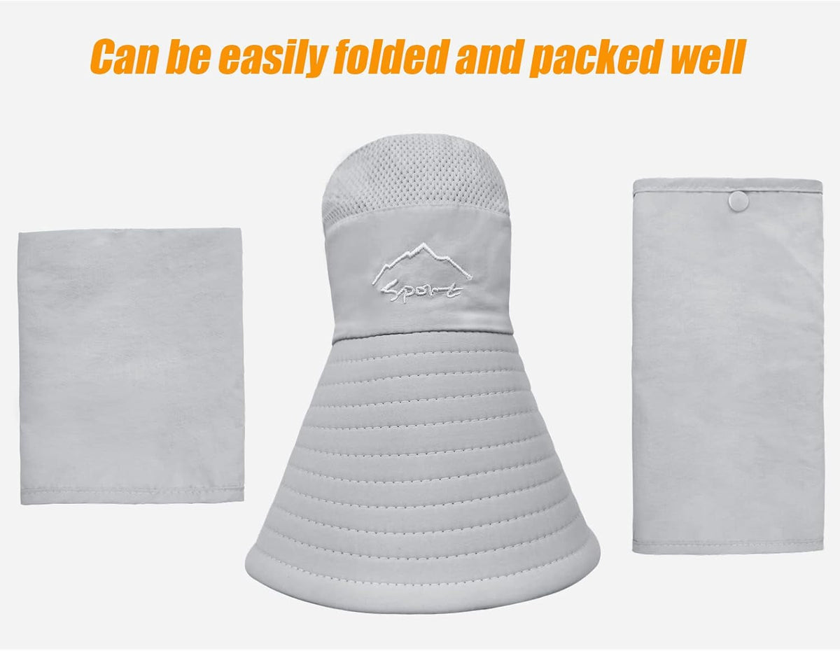 Fishing Hat for Men & Women, Outdoor UV Sun Protection Wide Brim Hat with Face Cover & Neck Flap