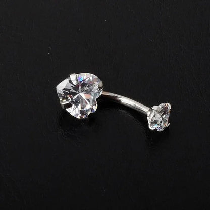 Trendy 925 Sterling Silver Heart Diamond Drop Belly Button Rings Women Belly Body Piercing Button Navel Ring Jewerly