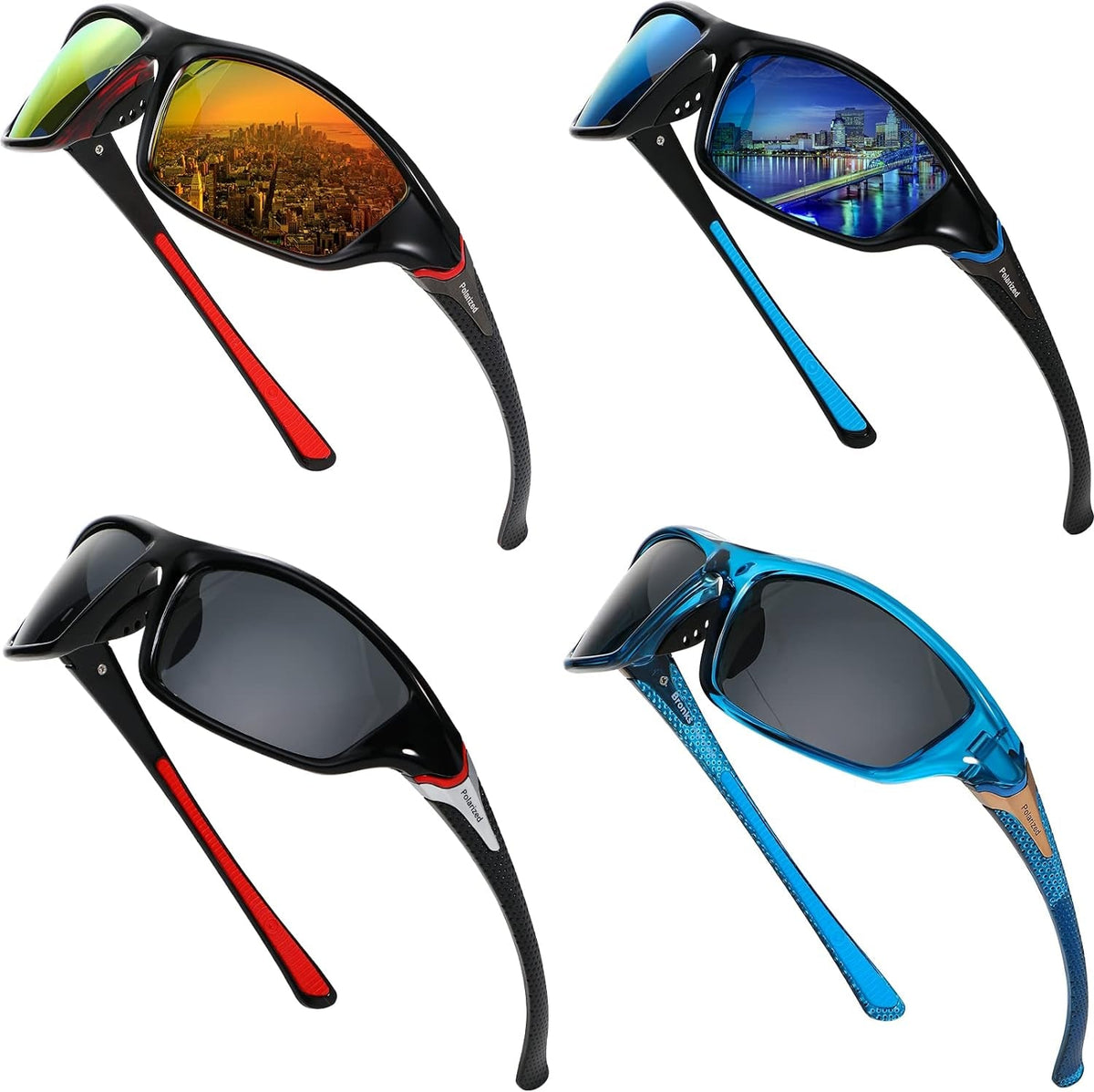 4 Pairs Men Polarized Sunglasses with UV Protection Driving Glasses Sports for Sport Outdoor Activities