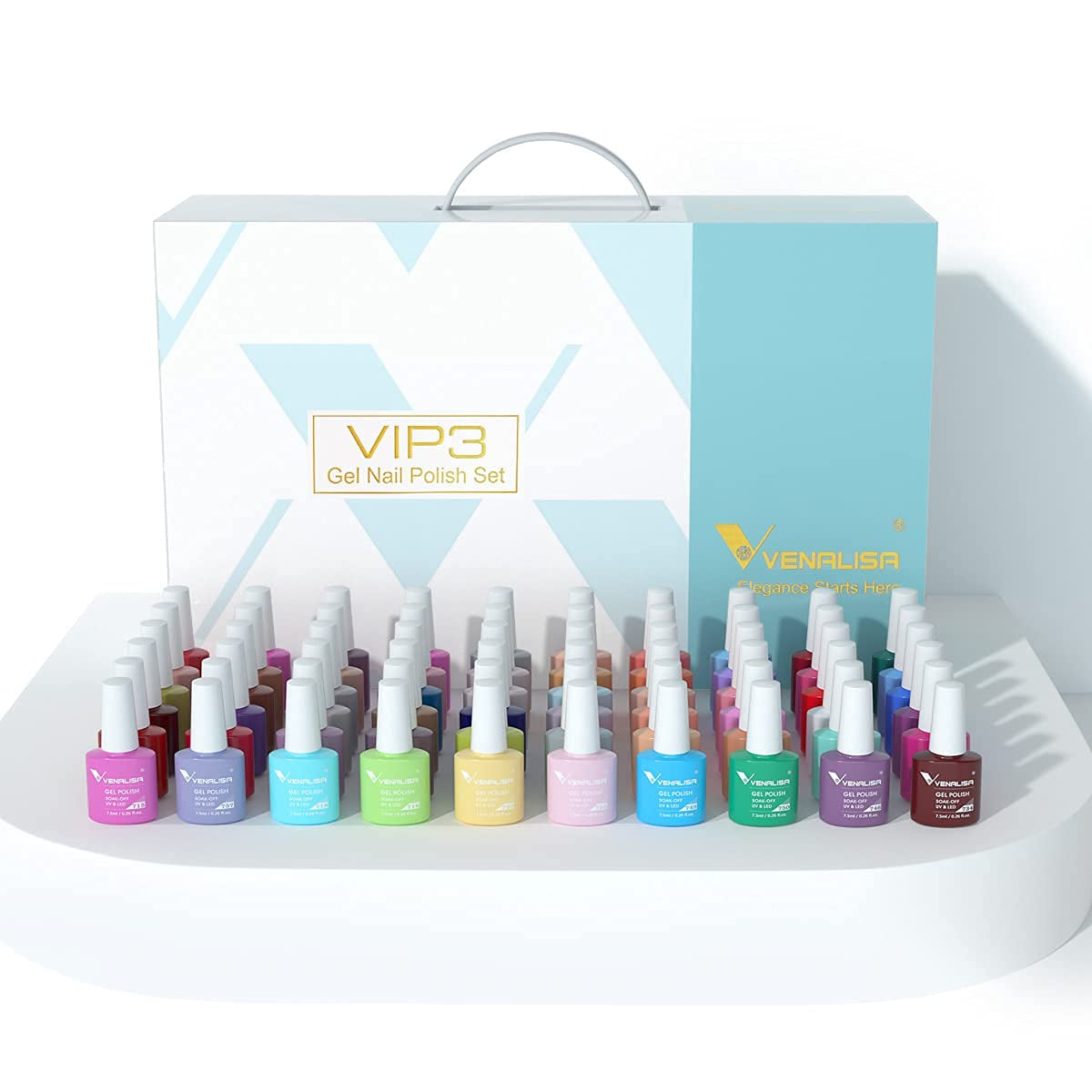 VENALISA VIP4 Gel Nail Polish Set, 60 Colors 7.5ML All Seasons Holiday Gel Polish Soak Off Glitter Nail Art Starter Kit Beauty Set for Women Girls Valentines Birthday Day Gift