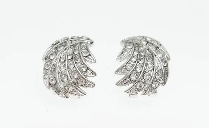 Leaves Shape Silver Plated Clear Crystal Jewelry Sets