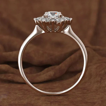 Exquisite Snowflake Cubic Zirconia Rings for Women Rose Gold Plated Silver Color Zircon Ring Bride Wedding Anniversary Party Gift Jewelry