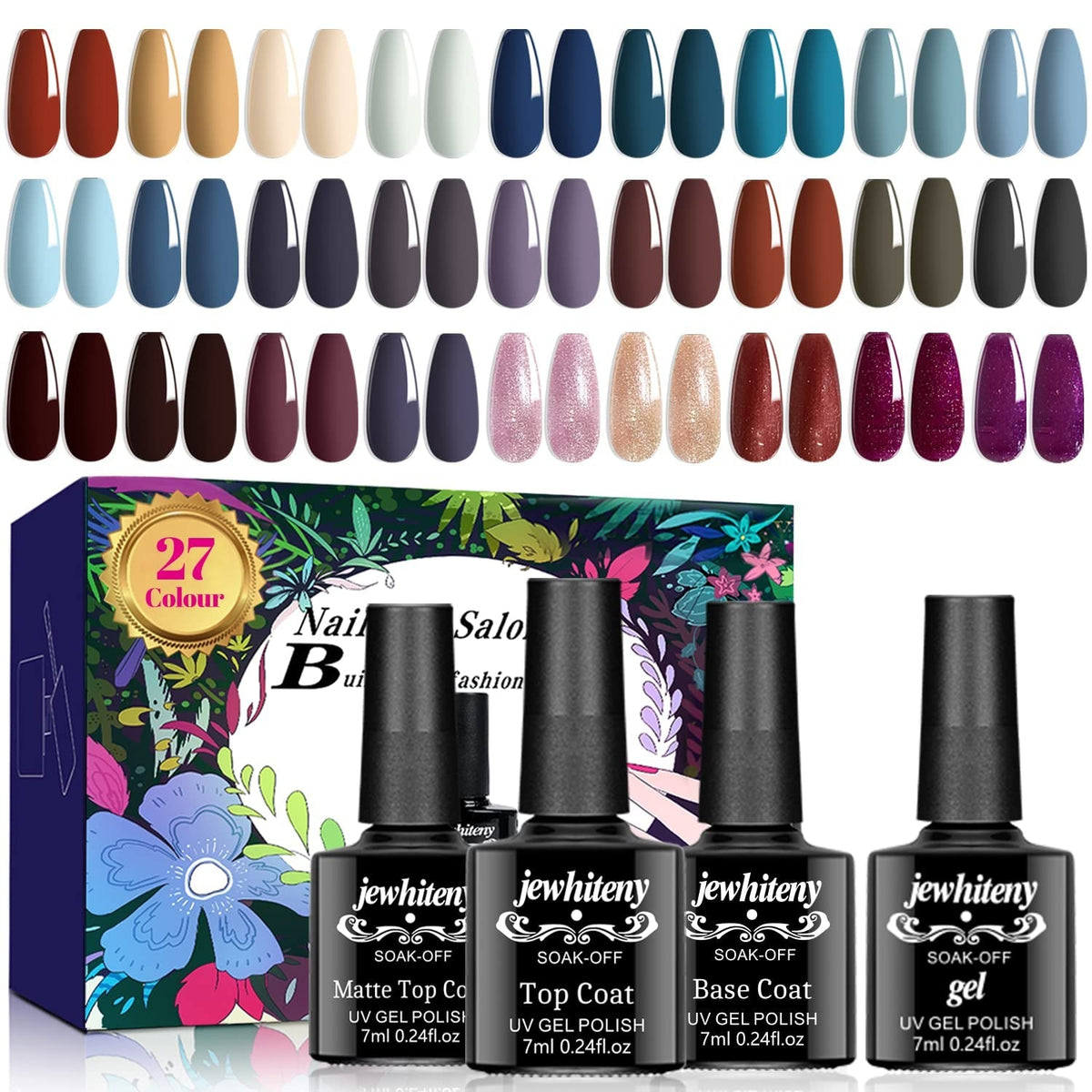30PCS Gel Nail Polish Kit 27 Colors Gel Polish Set Gel Nail Kit Soak Off Nail Gel Polish Set for Manicure Nail Art Salon/Home Starter Kit