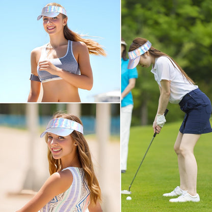 1 Piece of Sport Wear Athletic Visor Sun Sports Visor Hat Laser Visor Adjustable Cap for Women and Men (One Size)