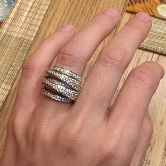 Fashion Jewelry 925 Sterling Silver Diamond White Sapphire Ring Size6-10