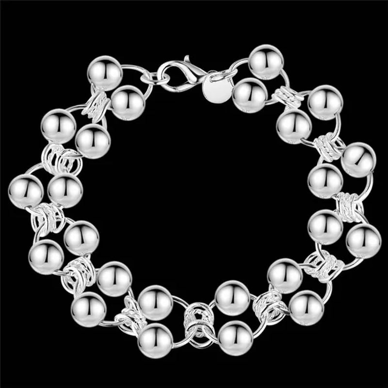 New 925 Sterling Silver Bracelets for Women's Beads Chain Fashion Classic Wedding Party Christmas Gifts Fine Jewelry