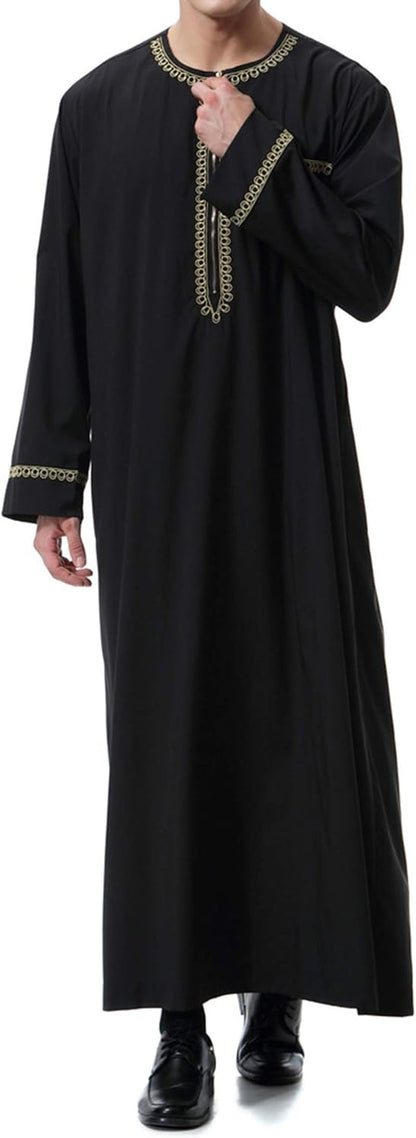 Islamic Mens Clothing Kaftan Maxi-Muslim Male Shirt Long Sleeve Abaya Dubai Cotton…