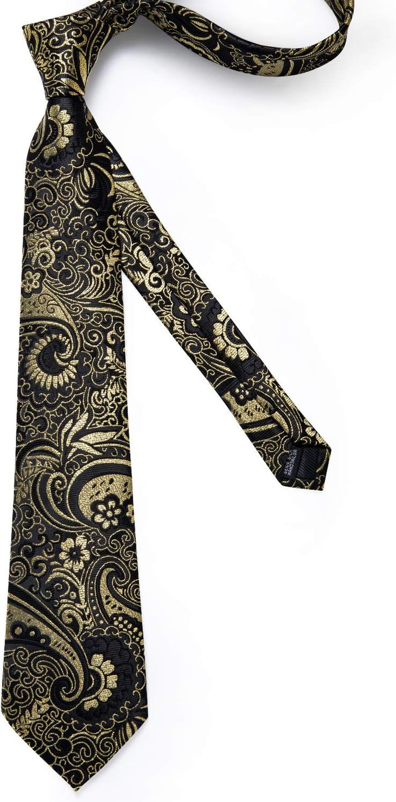 Paisley Ties for Men Silk Necktie and Pocket Square Cufflinks Tie Clip Set Woven Classic Mens Tie for Wedding Party