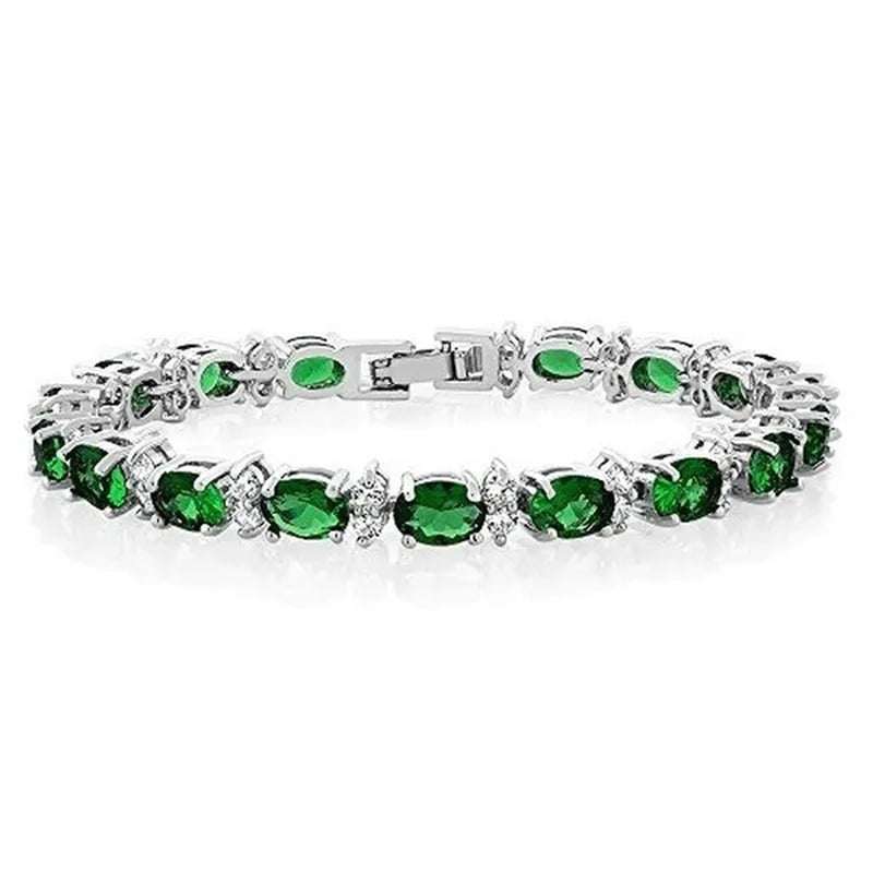 Gem Stone King 925 Sterling Silver Gorgeous Oval and Round Sparkling Cubic Zirconia CZ Tennis Bracelet Jewelry Gift