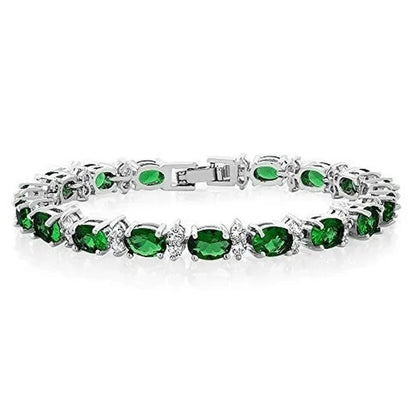 Gem Stone King 925 Sterling Silver Gorgeous Oval and Round Sparkling Cubic Zirconia CZ Tennis Bracelet Jewelry Gift