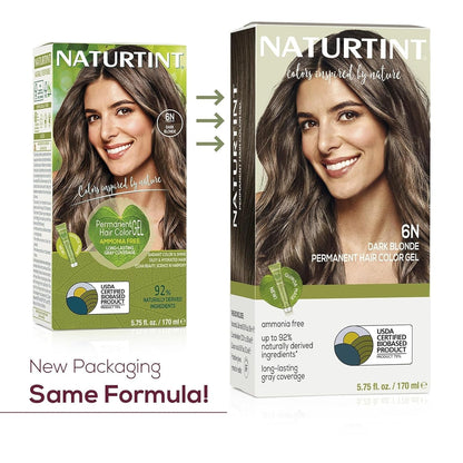 6N Dark Blonde Permanent Hair Color (Pack of 1), Ammonia Free, Vegan, Cruelty Free, up to 100% Gray Coverage, Long Lasting Results (Packaging May Vary)