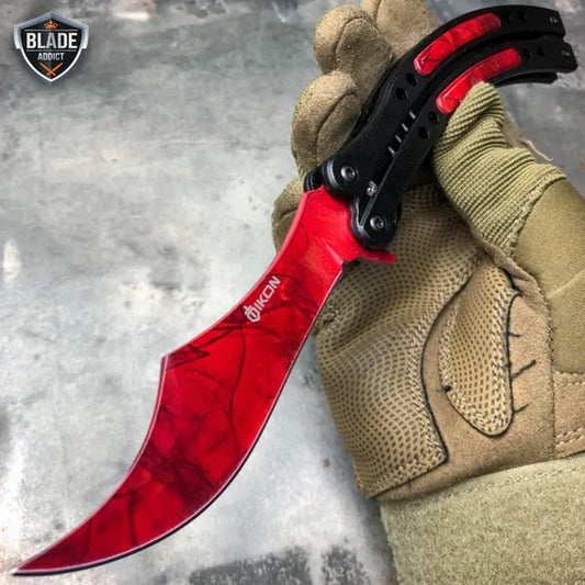 9.5" Tactical CSGO Spring Assisted Folding Open Blade Pocket Knife - Red Ruby