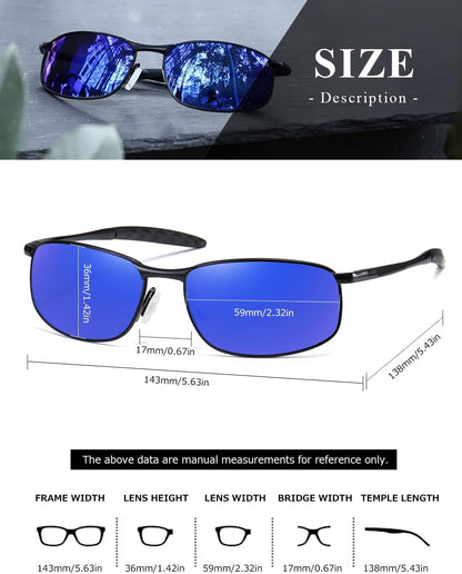 Polarized Sunglasses for Men Rectangle Metal Frame Retro Sun Glasses AE0395