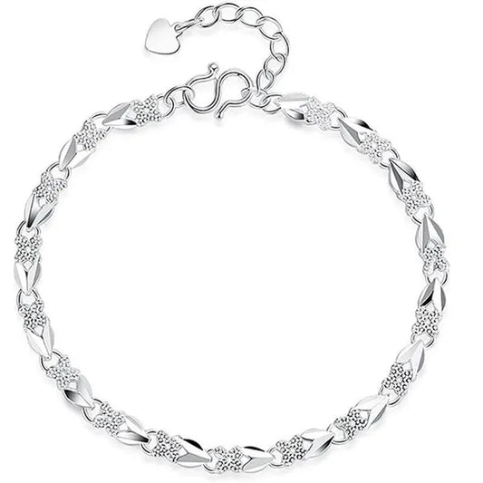 925 Sterling Silver Bracelet for Women Silver Bracelet Four-Leaf Clover Jewelry Friendship Bracelets Lucky Cute Bracelets