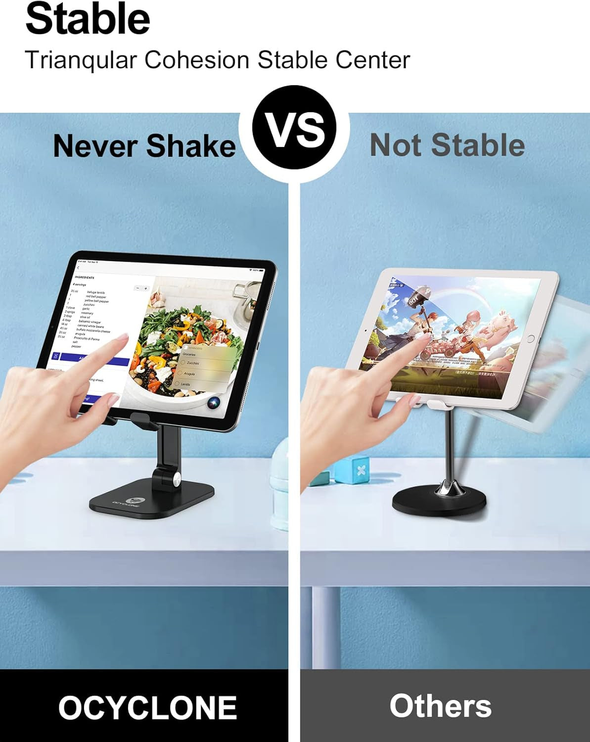 Phone Stand, Adjustable Height and Angle Foldable Cell Phone Stand Holder for Desk, Taller Iphone Stand Compatible with 4.7"-13" Smartphones Ipad Tablet, Black