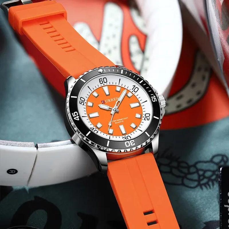 CURREN Watches For Men Luxury Silicone Strap Military Army Sports Watch Wristwatch Waterproof Luminous Male Clocks Relogio Masculino 8448