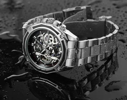 Top Forsining Mechanical Watches Automatic Men's Skeleton Waterproof Stainless Steel Watch Relogio Masculino