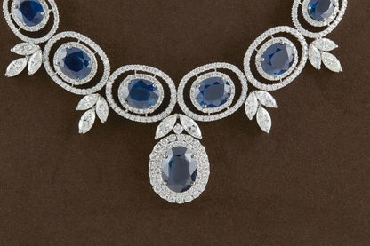 Grand Sapphire and Diamond 18k White Gold Choker Necklace