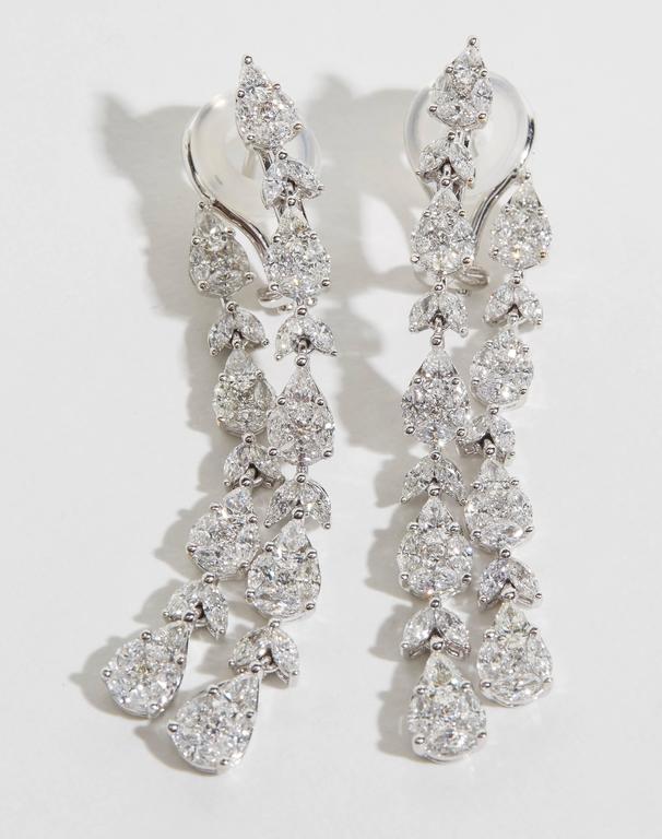 Diamond Scene 5.21ct Illusion Diamond 18k White Gold Dangle Earrings