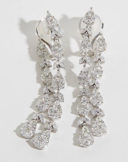 Diamond Scene 5.21ct Illusion Diamond 18k White Gold Dangle Earrings