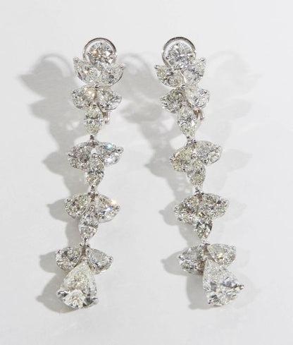 12.76 Carat Pear and Marquise Diamond Platinum Dangle Earrings