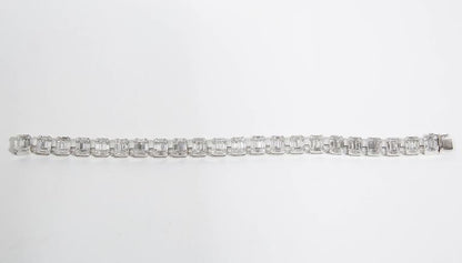 Emerald Cut Diamond 18k White Gold Illusion Tennis Bracelet