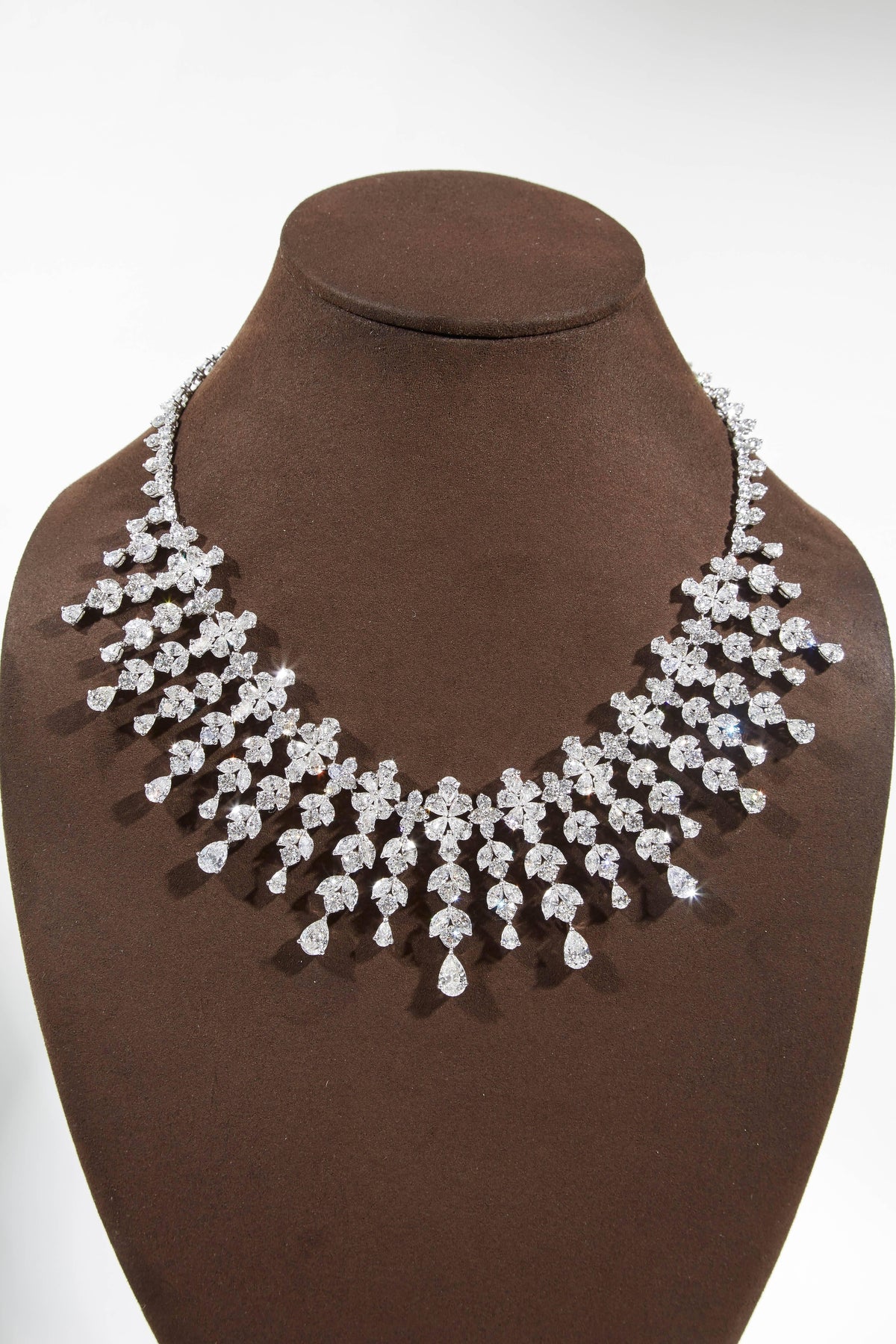 Magnificent 63 Carat Diamond Drop Necklace in Polished Platinum