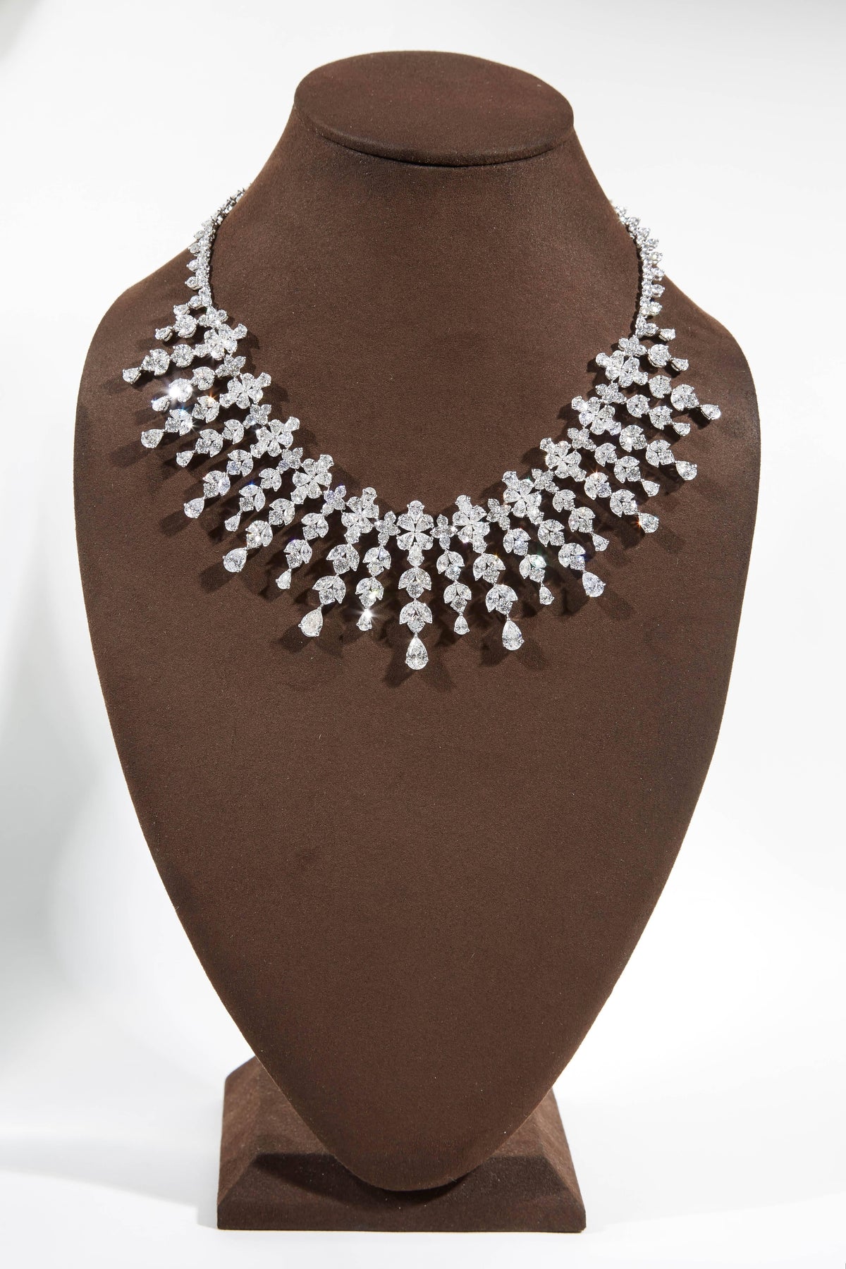 Magnificent 63 Carat Diamond Drop Necklace in Polished Platinum