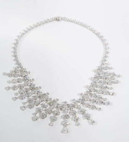 Magnificent 63 Carat Diamond Drop Necklace in Polished Platinum