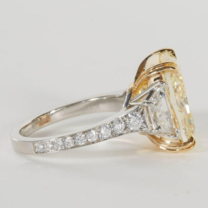 10 Carat Fancy Yellow GIA Cushion Diamond Engagement Ring