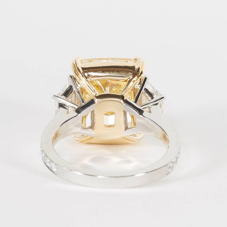 10 Carat Fancy Yellow GIA Cushion Diamond Engagement Ring
