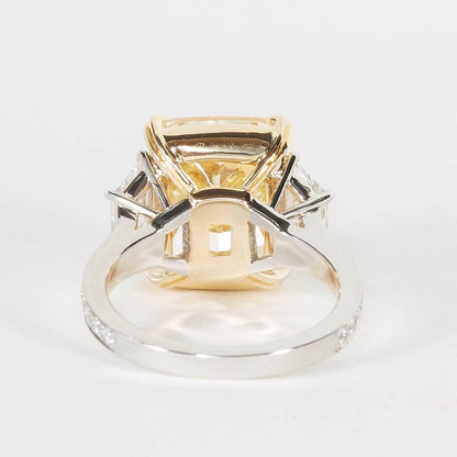 10 Carat Fancy Yellow GIA Cushion Diamond Engagement Ring