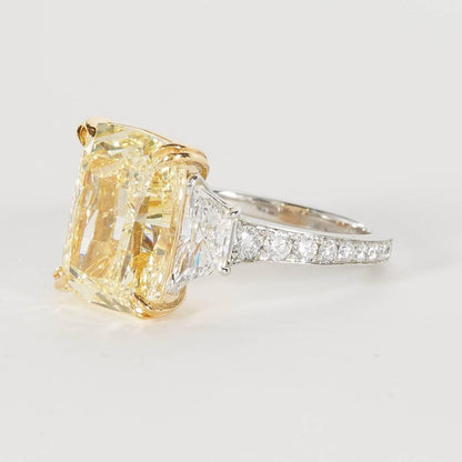 10 Carat Fancy Yellow GIA Cushion Diamond Engagement Ring