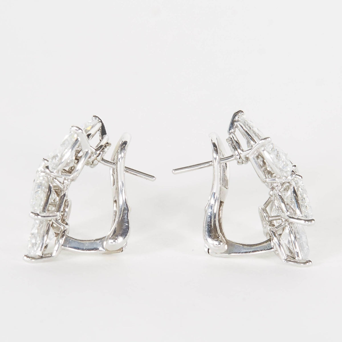 Diamond Scene 6.68 Carat Pear Shape Diamond Platinum Cluster Earrings