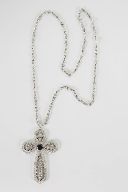 Handmade Platinum Diamond Cross Pendant On 20 Inch Diamond Chain